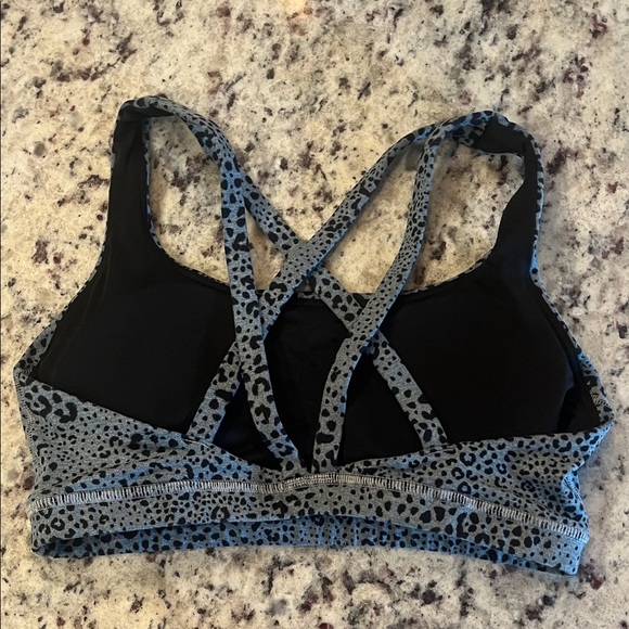 Fleo Leopard Print Isla Sports Bra - Blue and Black - Picture 3 of 3